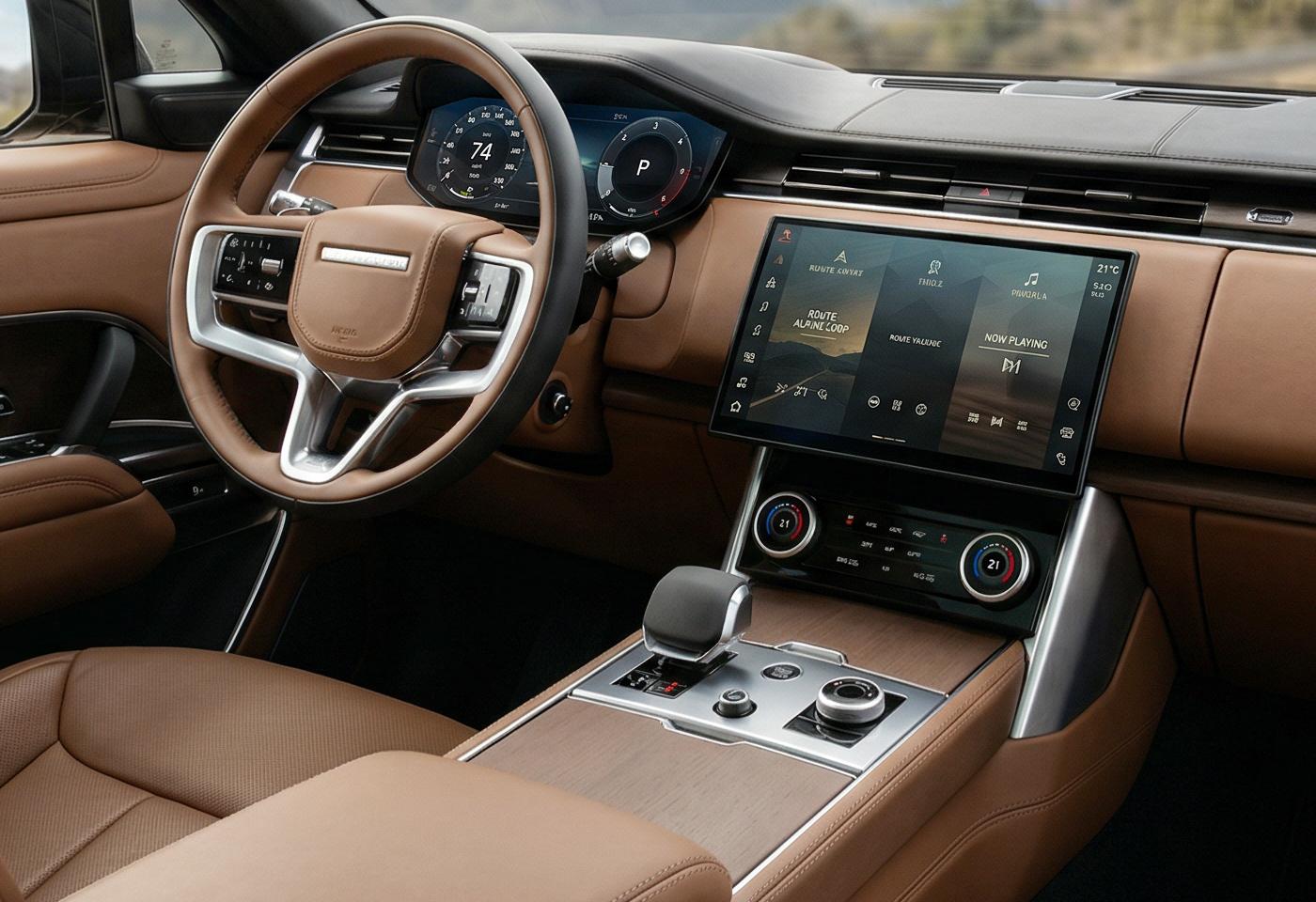 Luxury SUV interior with premium dashboard and technology